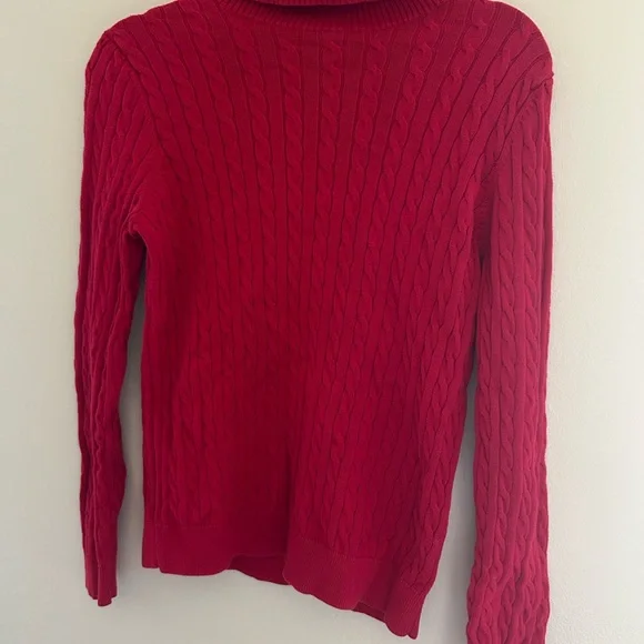 100% cotton lands end red turtleneck sweater - Picture 5 of 5